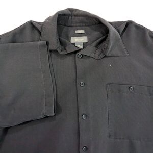 Bruno Black Sueded Microfiber Sz L Short Sleeve Button Up Shirt. Men's